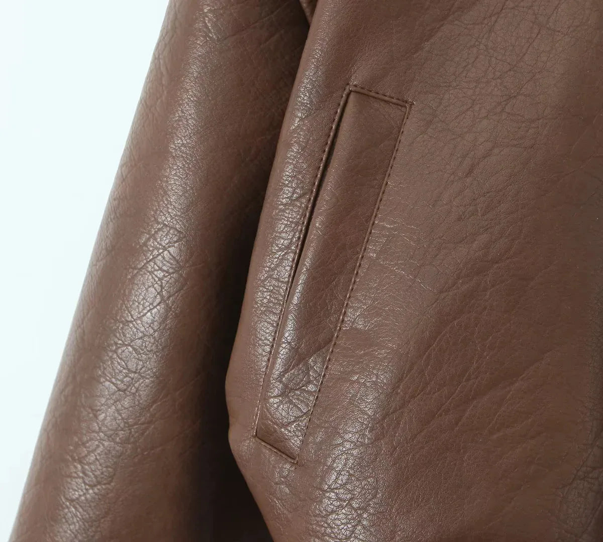 Aiertu  -  Lapel Cotton Leather Jacket Woman Short Retro Zipper Cardigan PU Jacket Solid 2025 Spring New female High Street Outwaer Aiertu