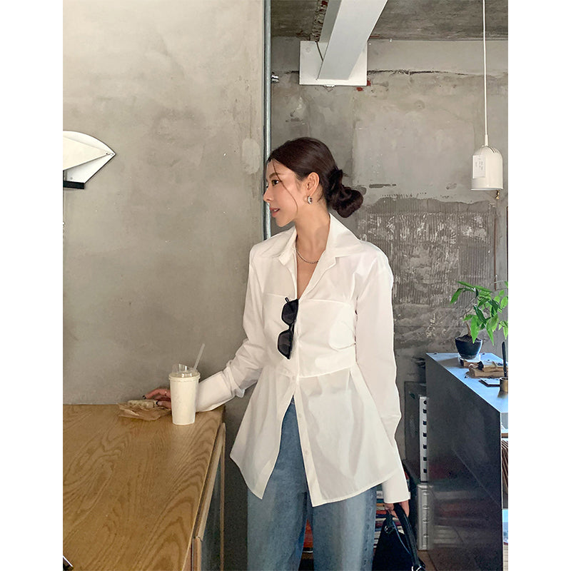Aiertu Elegant White Shirts Women Fashion Streetwear Bow Bandage Blouses Office Ladies Korean Patchwork Long Sleeve Casual Tops Aiertu