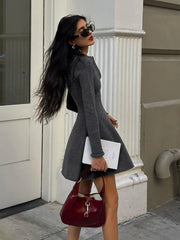 Aiertu  -  Sexy Y2K Fashion Dress Women Elegant Button Polo-Neck Full Sleeve Streetwear Casual Simple Daily Classic Mini Bodycon Aiertu