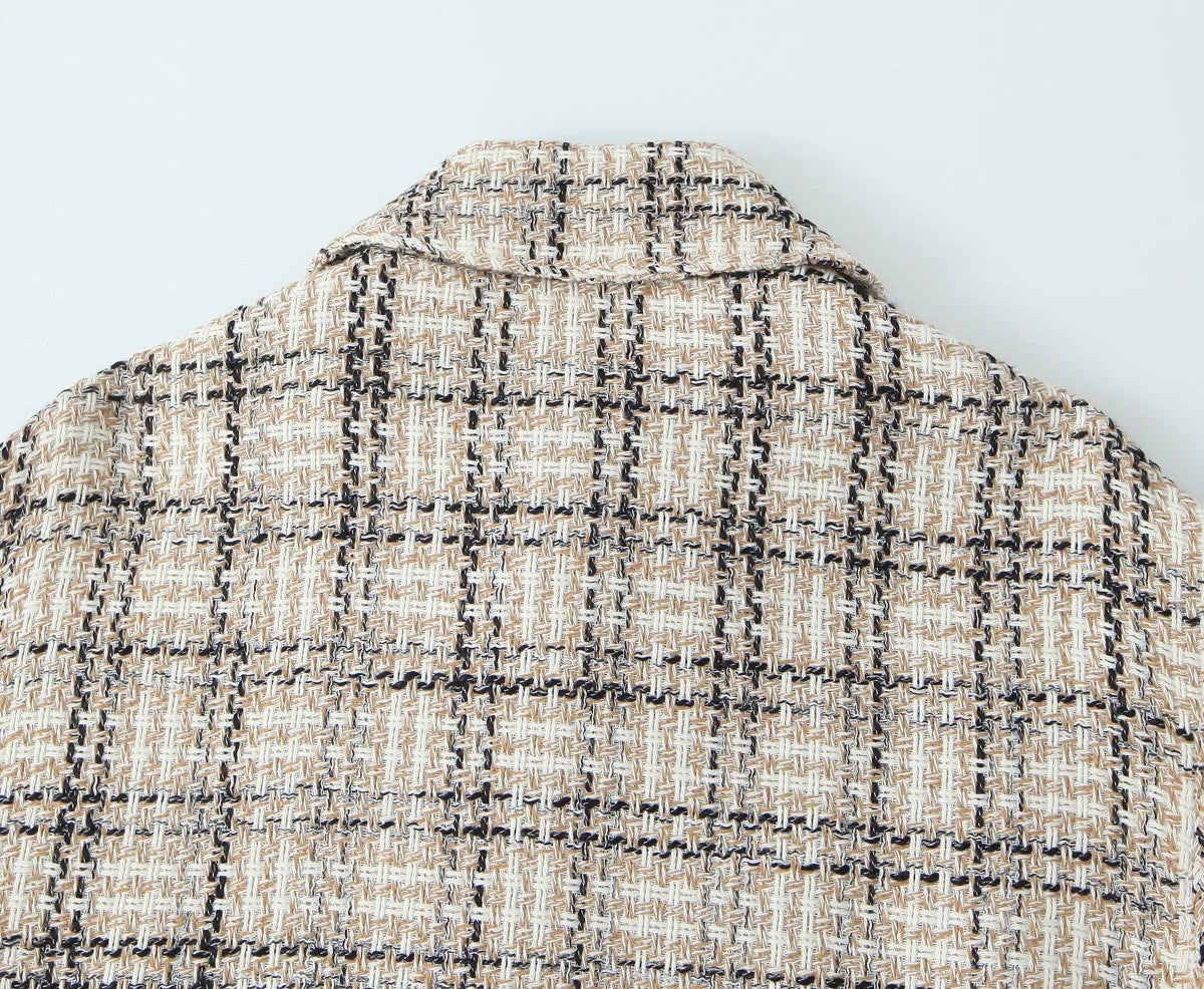 Aiertu  -  European and American style autumn new high-end temperament small fragrance style texture plaid jacket Aiertu