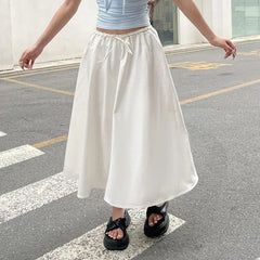 Aiertu  -  Skirt Lace-Up French Style Fairy Solid Color Women'S Loose Long Skirt That Covers The Flesh And Looks Slimming Leisure Skirt Aiertu