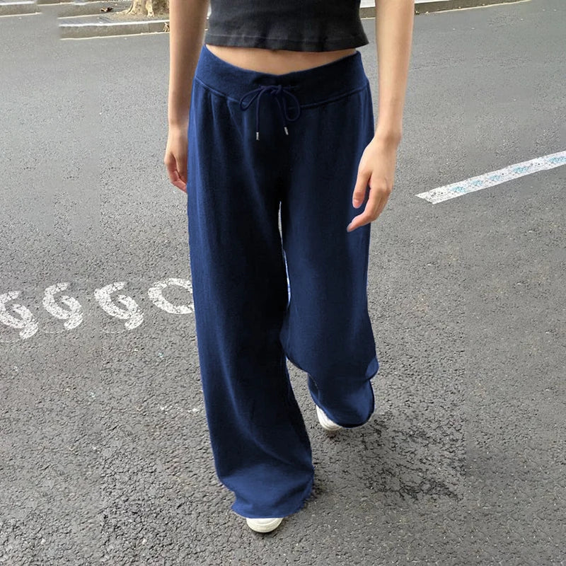 Aiertu  -  Casual Solid Basic Knitted Women Pants Sweatpants Straight Leg Streetwear Autumn Winter Full Length Trousers Bottoms Aiertu