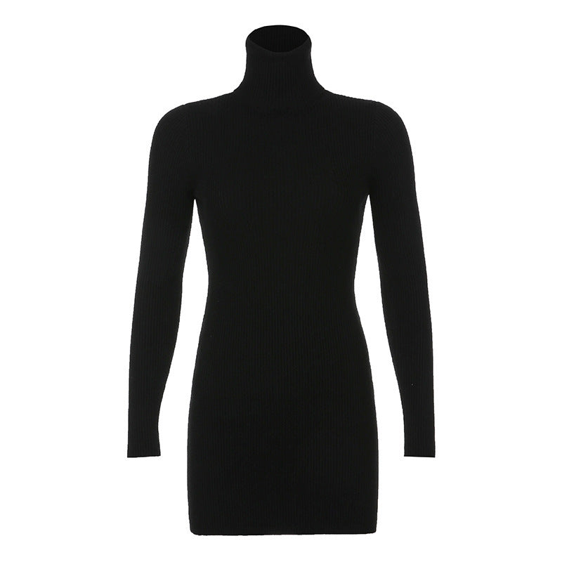 Aiertu - High Neck Long Sleeve Hip Dress Aiertu