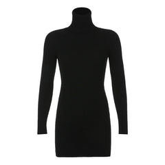 Aiertu - High Neck Long Sleeve Hip Dress Aiertu