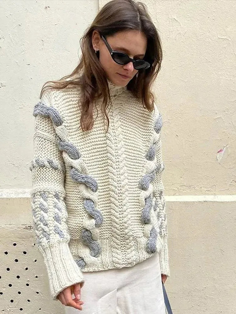 Aiertu  -  Women Sweet Knitted Sweaters Autumn Winter Round Neck Long Sleeve Knitwear Cozy and Stylish Solid Color Commuting Pullovers New Aiertu