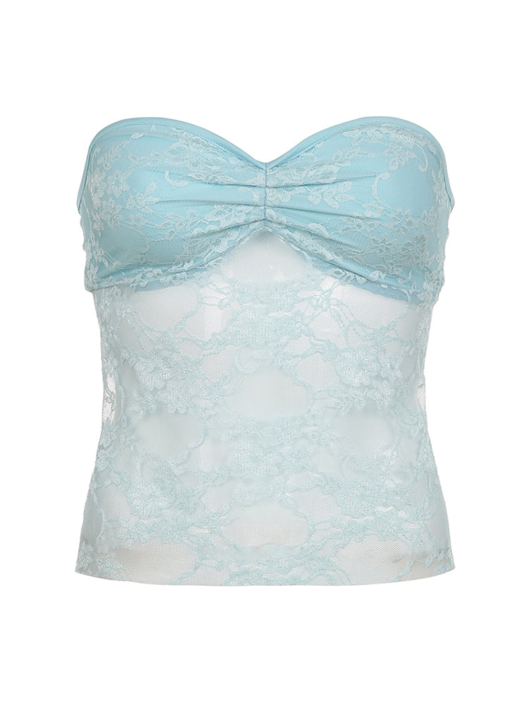 Aiertu - summer inspo Y2K Clothes Backless Tie Strapless Sexy Cute Lace Crop Tops Women Sweet Kawaii 2000s Balletcore Tanks Camis Aiertu