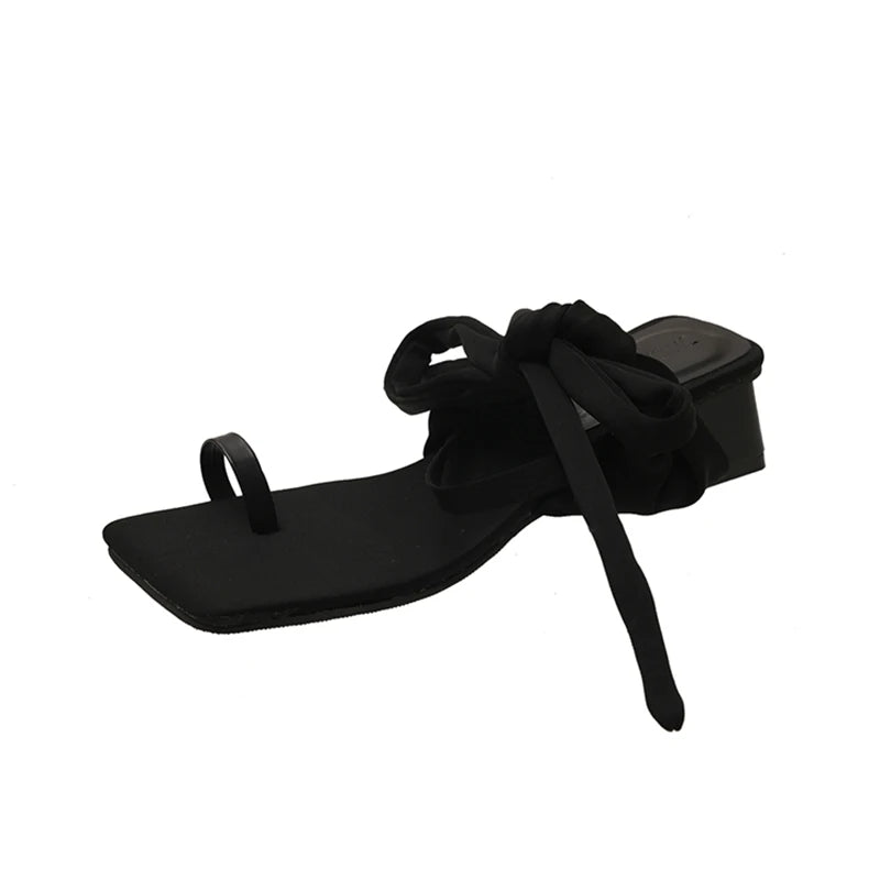 Aiertu  -  Women Square Toe High Heels Sandals Ankle Strap Shoes Designer 2026 Summer Chunky Shoes Clip Toe Flip Flops Casual Sandalias Aiertu