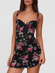 Aiertu  -  Fashion Sleeveless Floral Print Mesh Lace Dresses for Women 2026 Summer Spaghetti Strap Backless Bodycon Mini Party Club Dress Aiertu