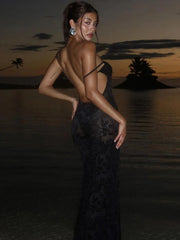 Aiertu  -  Women's Sexy Backless Summer Beach Dresses 2026 Female Sleeveless See-through Bodycon Long Evening Party Slip Dress White Black Aiertu