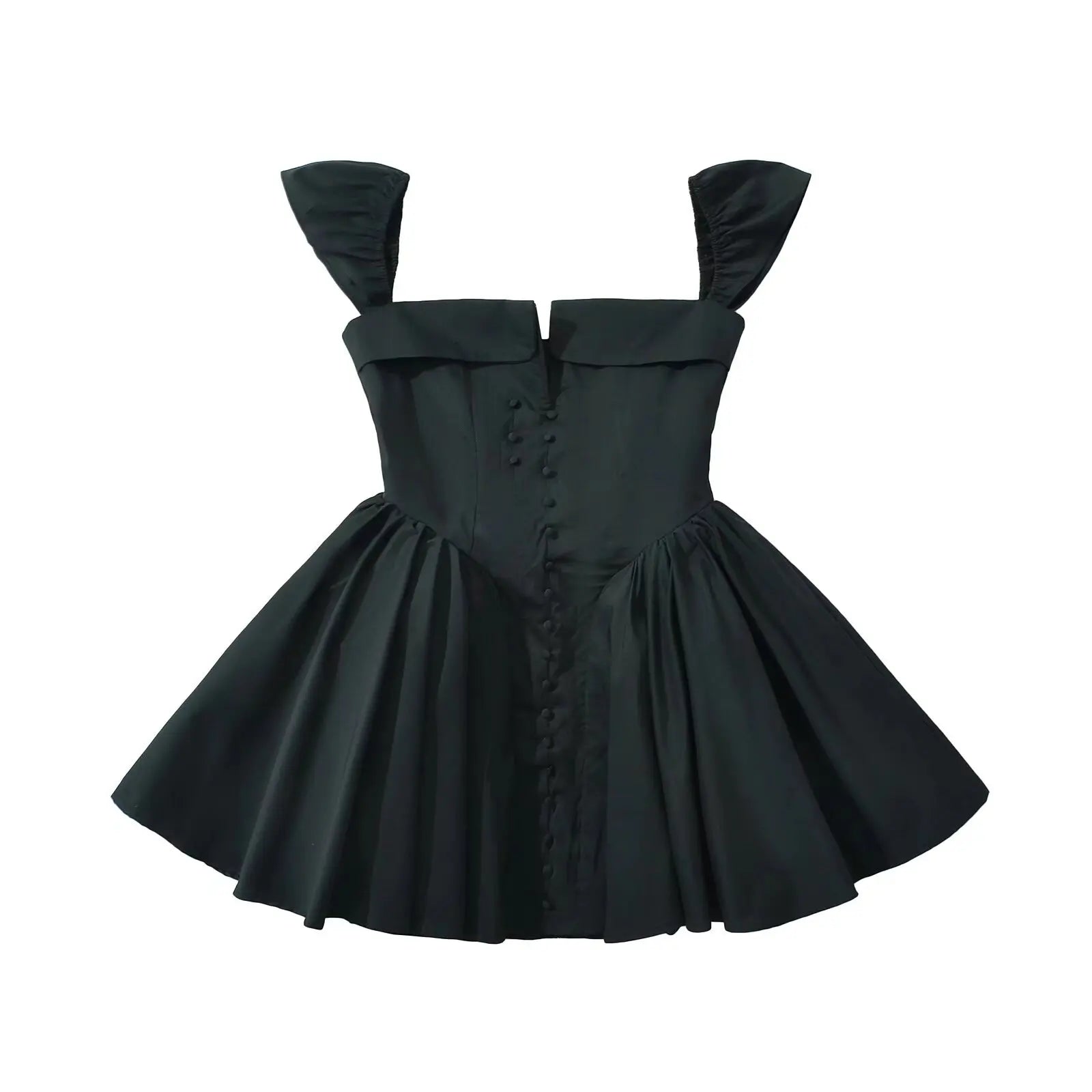 Aiertu  -  2025 European And American Style Women Elegant Party Mini Dresses New Fashion Front Button Sexy Slit Slim Black Dress Aiertu