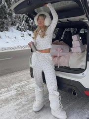 Aiertu  -  Printed Halter Coat Pants Three Piece Set Slim Fit Casual Floral Women Short Cardigan Jacket Top Camisole High Waisted Trousers Aiertu