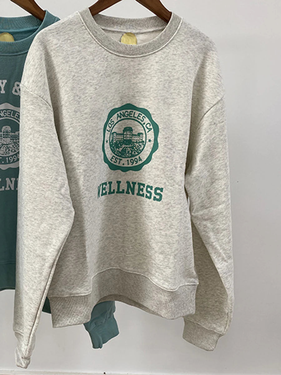 Aiertu  -   New York Letter Print Sweatshirt Women Classic O Neck Long Sleeve Pullover Autumn Casual Vintage Sporty Rich Sweatshirt 2026 New Aiertu