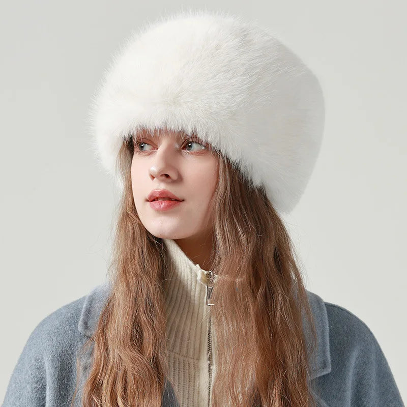 Aiertu  -   Mink Bucket Hat for Women Winter Fluffy Fur Warm Beanies Plush Earflap Hat Outdoor Windproof Ear Protection Skiing Cap Aiertu