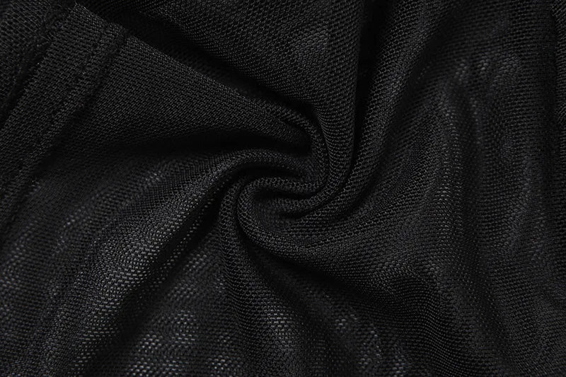 Aiertu  -  Summer 2 Piece Set for Woman Sexy Outfits Black Mesh Sheer Corset Top and Drawstring Pleated Mini Skirt Sets P94-EH32 Aiertu