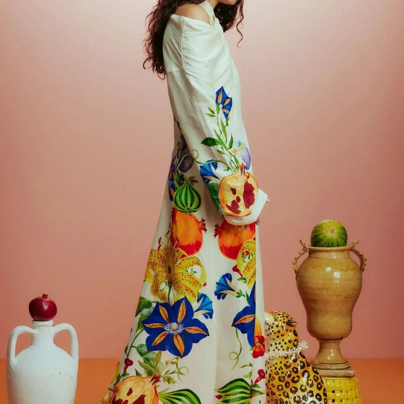 Aiertu  -  Elegant Fashion Long Printed Dress Cross Neck Shoulder Bared Cotton Maxi Gown for Women Crossbody Casual Comfortable Skirt Aiertu