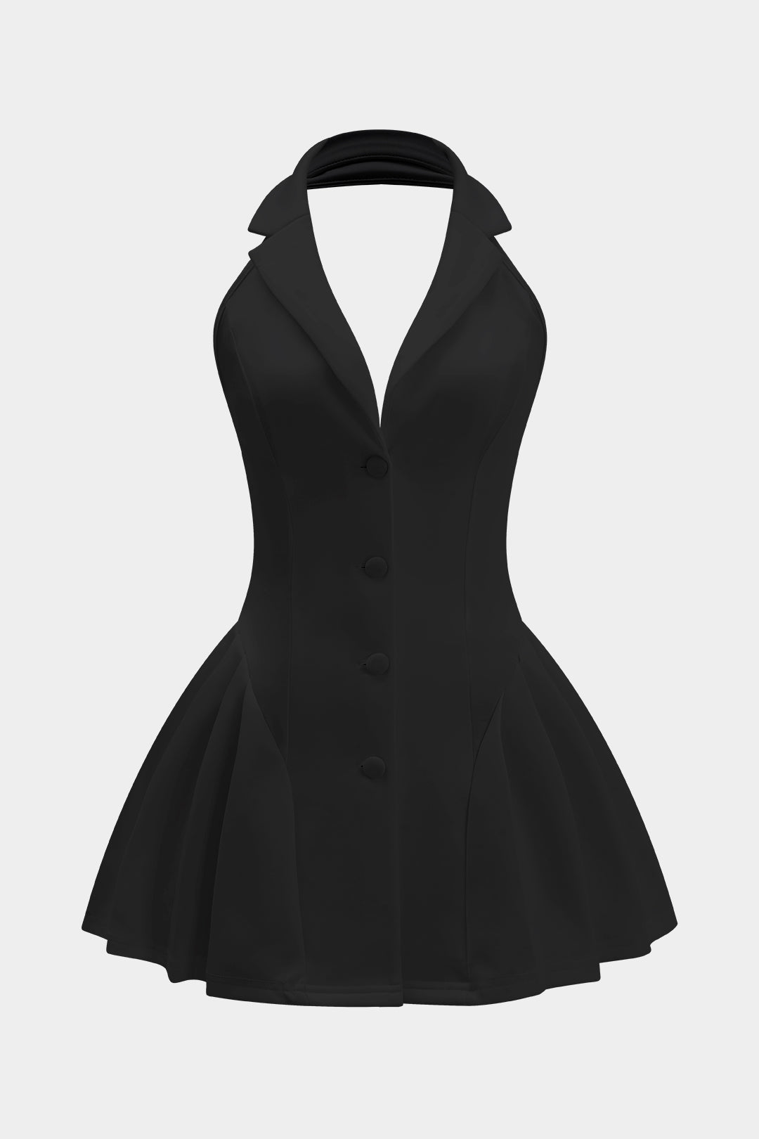 Aiertu  Halter Neck Button Ruffle Sleeveless Mini Dress Aiertu