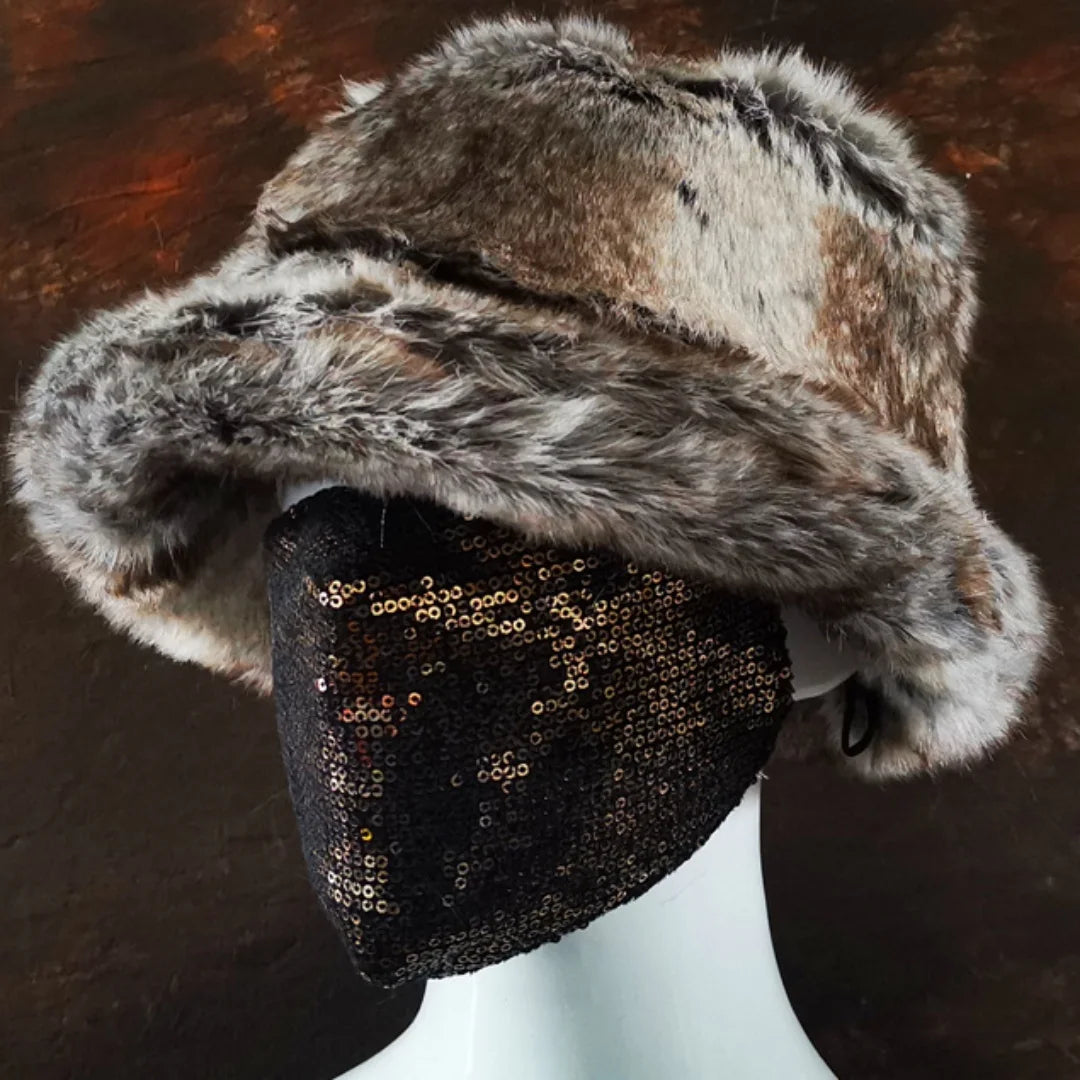 Aiertu  -  Winter 58-60cm XL Faux Fur Bucket Hat For Women Outdoor Warm Luxury Oversize Fisherman Hat Girl Trendy Party Long Fur Panama Cap Aiertu