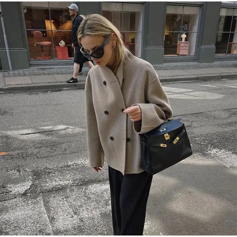 Aiertu  -  Casual Lapel Cotton Coats Women Loose Double Breasted Long Sleeve Jackets 2026 Autumn Winter New Female Chic Street Tops Outwear Aiertu