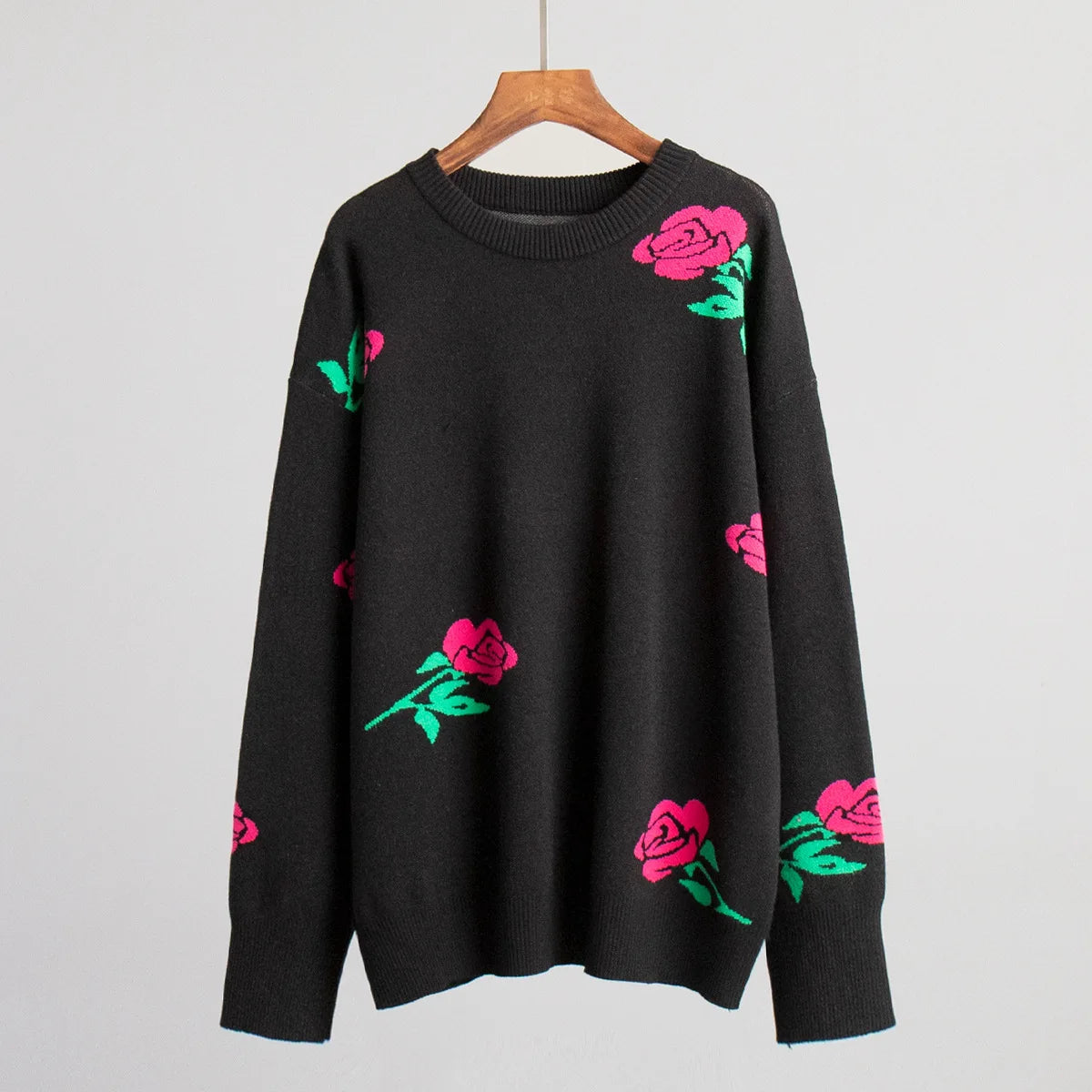 Aiertu  -  Flower Print Fashion Sweater Women's  Casual Loose Female Knitted Top Winter Thick Warm Oversized Knitted Pullover Aiertu