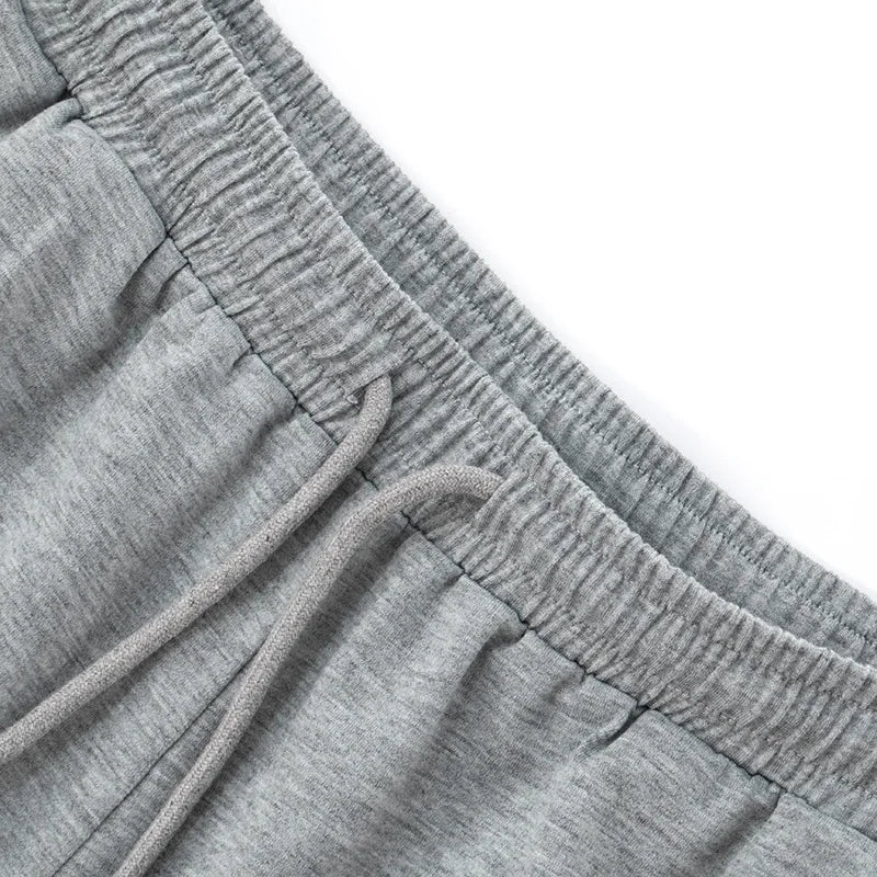 Aiertu  -  Gray Pants Comfy Baggy Capri Pants for Woman Clothing Loose Drawstring Wide Leg Trousers P85-CZ29 Aiertu