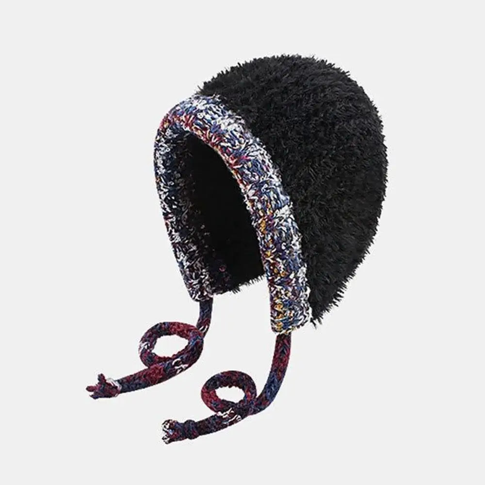Aiertu  -  Plush Knitted Hat For Women New Autumn And Winter Thickened Warmth And Cold Resistant Woolen Hat Big Headed Cap Balaclava Hat Aiertu