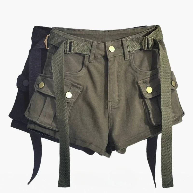Aiertu  -  Y2K Harajuku Trendy Streetwear High-waisted Slim A-line Workwear Denim Shorts Feminine Versatile Personality Retro Sports Shorts Aiertu