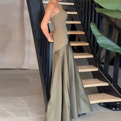 Aiertu  -  Women Sexy Bustier Sleeveless Long Dress Elegant Off Shoulder Patchwork Bodycon Dress Summer Fashion Draped Solid Party Dresses Aiertu