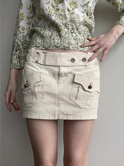 Aiertu  -Vintage Belted Pocket Cargo Mini Skirt aiertu