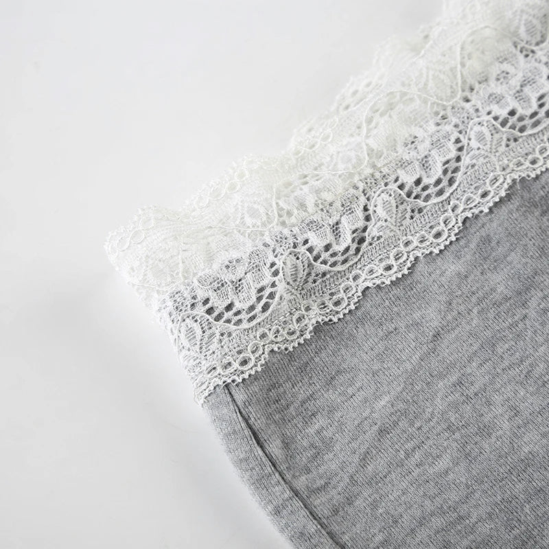 Aiertu  -  Lace Waist Casual 2 Piece Sets Loungewear Contrast Color Women Shorts Suit Buttons Shirring Camisole Mini Shorts Summer Aiertu