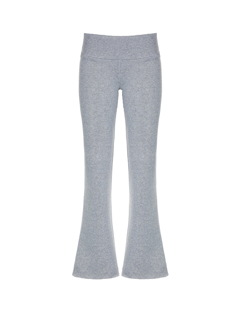 Aiertu - summer inspo Hot Gray Slim Low Waist Casual Sweatpants For Women Black Solid Simple Basic Flared Pants Sports Jogging Trousers Aiertu