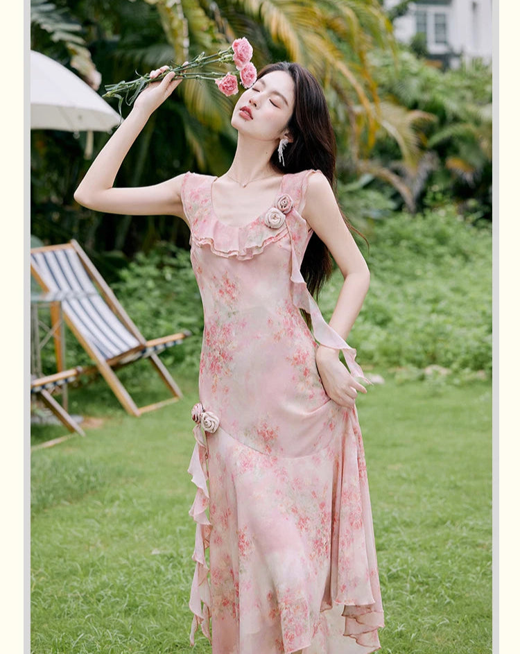 Aiertu  Honey Vine Vintage-Floral Ethereal Essence Dress Aiertu