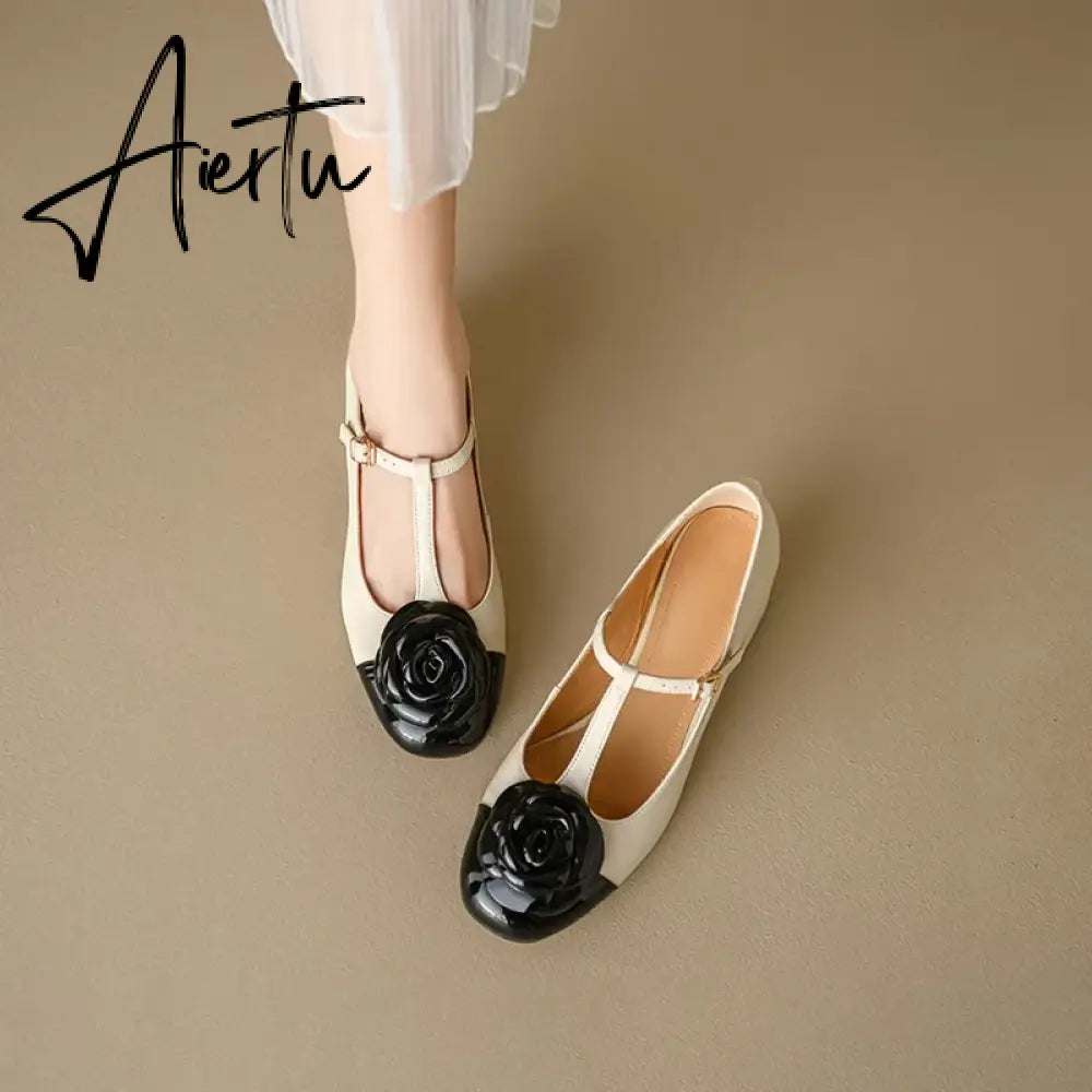 Elegant brand new T-strap mary janes shoes for woman Cow leather Fashion high Heels Party floral pumps silver Aiertu