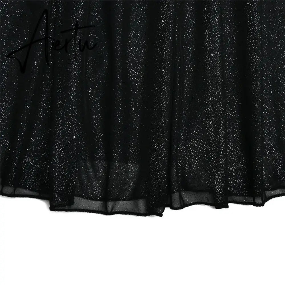 Elegant Strapless Sexy Mini Dress Women Fashion Black Off-shoulder Backless Pleated Sequins Sparkle Club Party Dress Aiertu