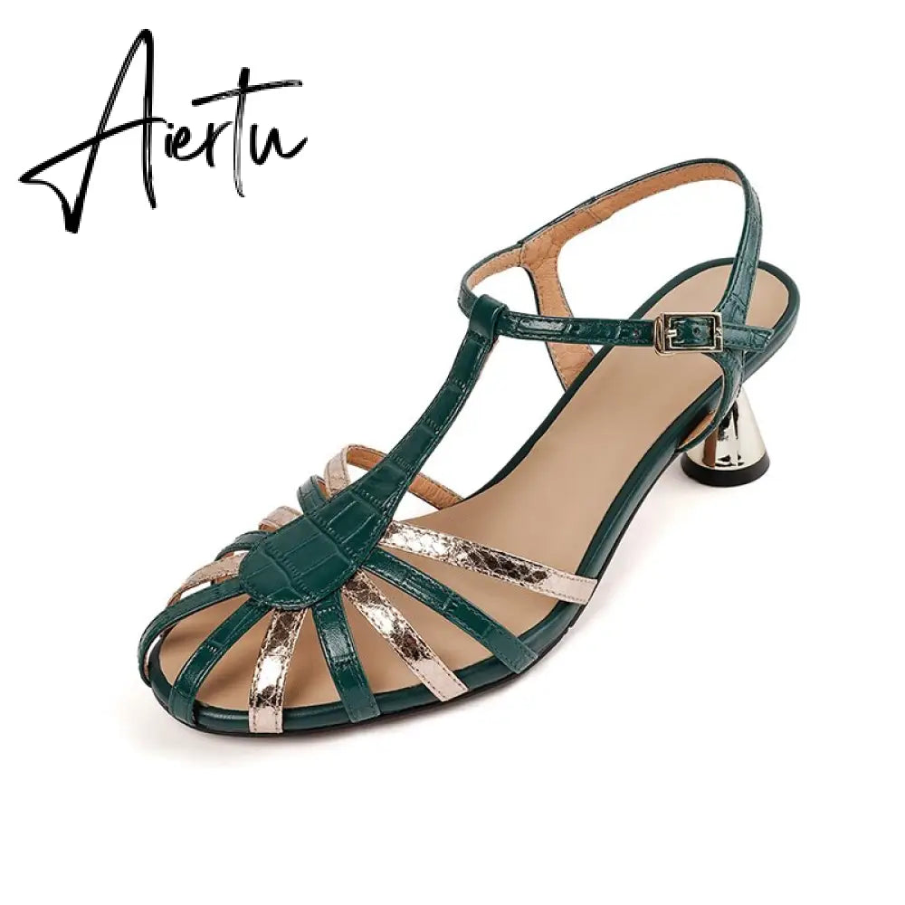 Elegant Thin High Heels Women Sandals Summer Fashion Narrow Band Ankle Strap Mature Office Ladies Party Shoes Woman  New Aiertu