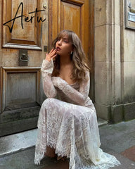 Elegant Vintage Hollow Out Lace Maxi Dress Long Sleeve Cape 2 Piece Set Birthday Outfits Gown Slip Dresses Bandage Aiertu