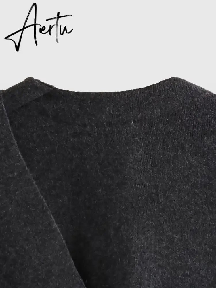 Elegant Woolen Trench Scarf Collar Coat Women Fashion Vintage Windbreakers Jacket Winter Loose Single Breasted Warm Outerwear Aiertu