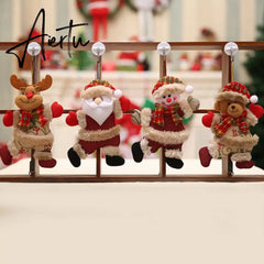 Elk Santa Dolls Christmas Pendants Merry Christmas Pendants Hanging Ornaments Xmas Party New Year Decorations Navidad Noel Aiertu