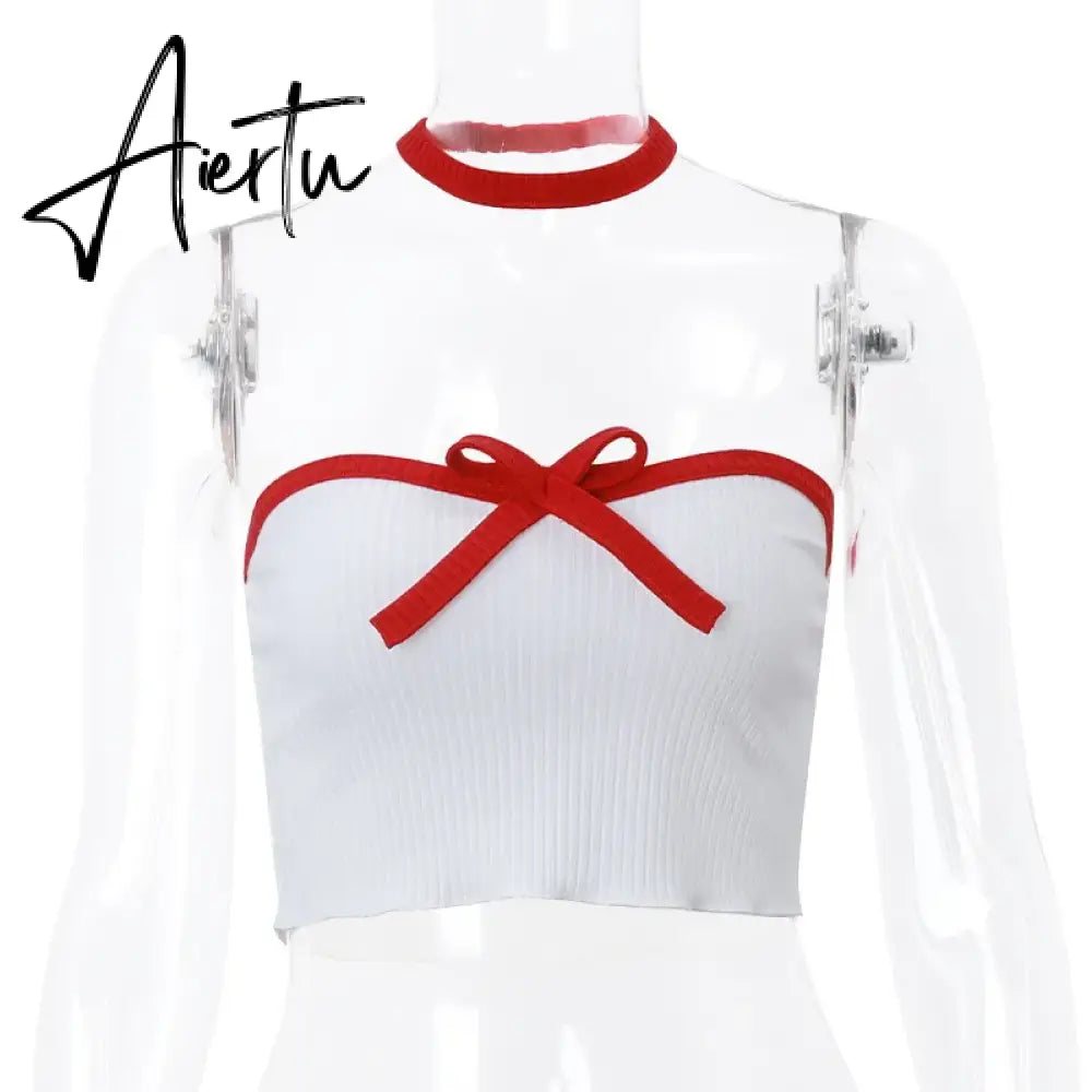 Embellished Bow Detail Sexy Strapless Crop Tops Outfits for Women Party Club Backless Cropped Tube Top Summer Aiertu