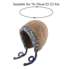 Aiertu  -  Plush Knitted Hat For Women New Autumn And Winter Thickened Warmth And Cold Resistant Woolen Hat Big Headed Cap Balaclava Hat Aiertu