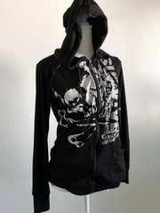 Aiertu  -  Y2K Zipper Gothic Letter Printed Fur Collar Hoodie Slim Fit Comfortable Casual Grey Sportswear Warm Top Women Cardigan Aiertu