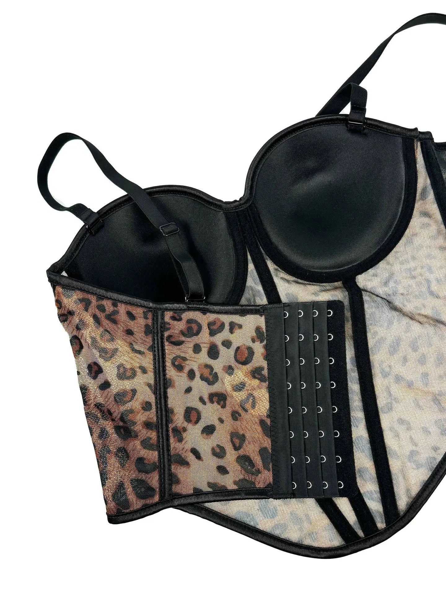 Aiertu  -  Women's Leopard Print Shapewear Splicing Camisole Top Mesh Lace Fishbone Bustier Inner and Outerwear Corset Top Lingerie Aiertu