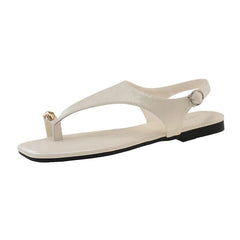 Aiertu  -  Brand Design Women Flat Sandals Clip Toe Leisure Outside Beach Shoes for Lady Fashion Metal Decoration 2025 Summer Footwear Aiertu