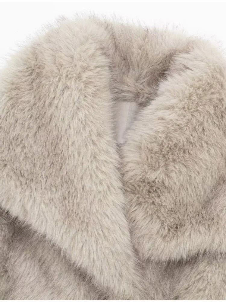 Aiertu  -  Elegant Faux Fur Cardigan Coats Women Winter Long Sleeve Loose Luxury Coats Female Chic Solid Streetwear All-match Outcoat Aiertu