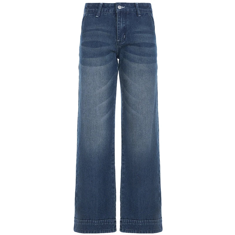 Aiertu  -  Y2K Women Basic Straight Jeans Vintage 2000s Fashion Casual Harajuku Denim Pants Streetwear Spring Outfits Ladies Aiertu