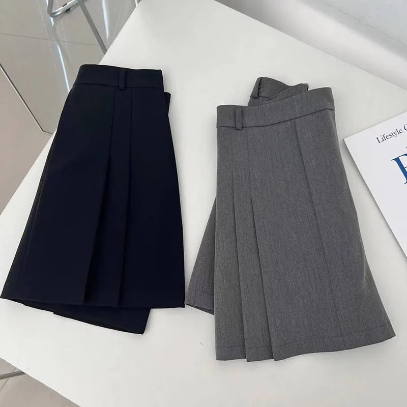 Aiertu Preppy Style A-Line Skirt for Women Summer New High Waist Black Gray Pleated Skirts Female Casual Student Mini Skirts Aiertu