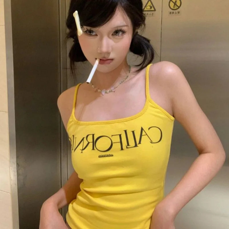 Aiertu  -  Fashion Popular American Letter Print O Neck Short Sleeve T Shirts All Match Y2k Aesthetic 2000s Tops Punk High Street Clothes Aiertu