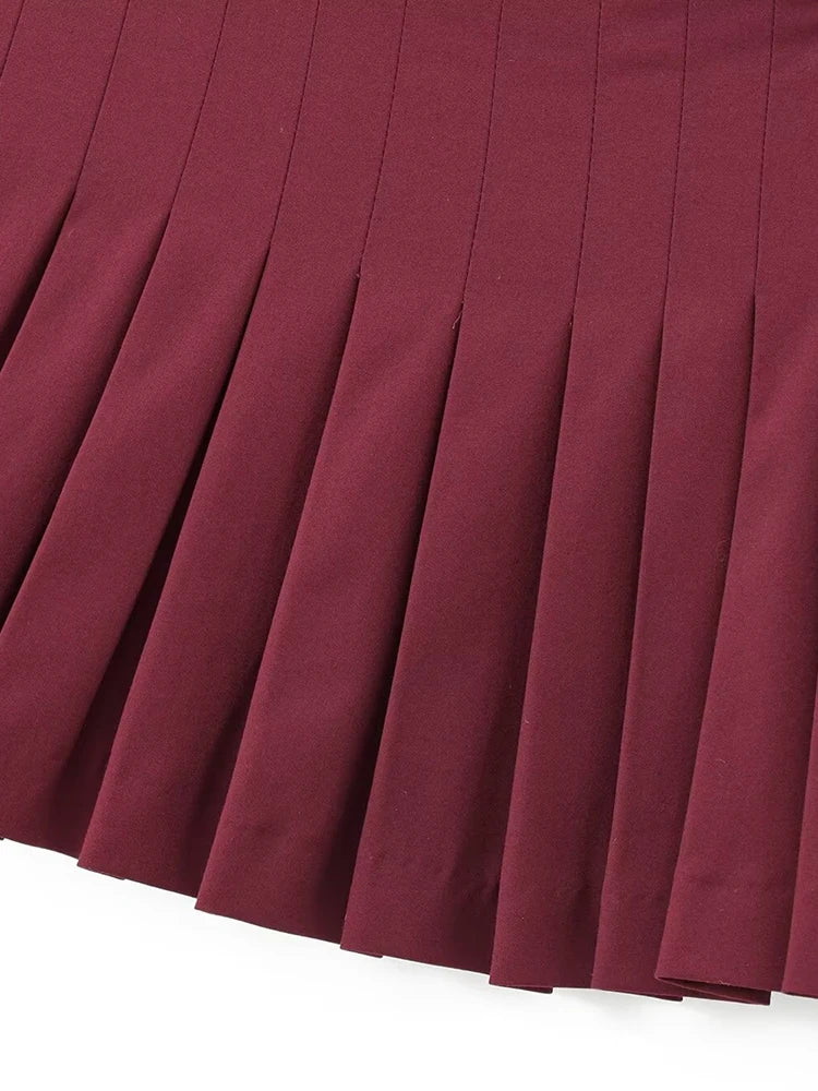 Aiertu  -  Women Fashion Solid Pleated Side Zipper A-Line Mini Skirt Shorts Vintage High Waist Female Chic Lady Shorts Aiertu