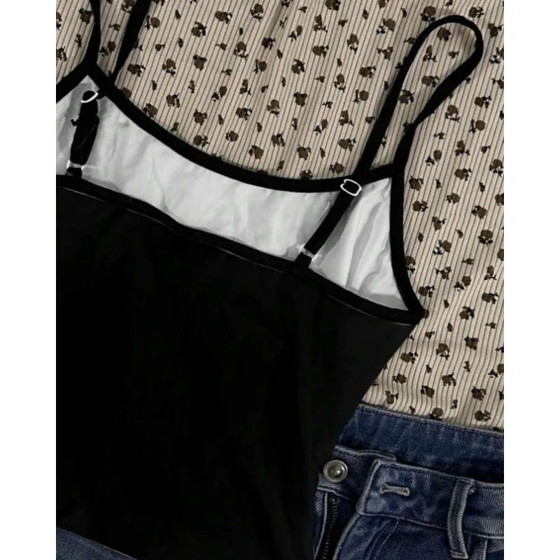 Aiertu  -  Gothic cross geometric printed sleeveless suspender T-shirts for women in summer new aesthetic casual and comfortable sports top Aiertu