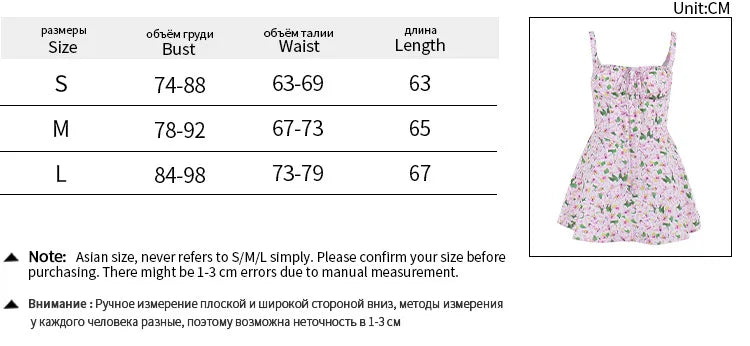 Aiertu  -  Pink Floral Printed Slip Dress Women Summer Sexy Sleeveless A-line High Waist Short Dresses Vacation Beach Sundress 2025 New Aiertu