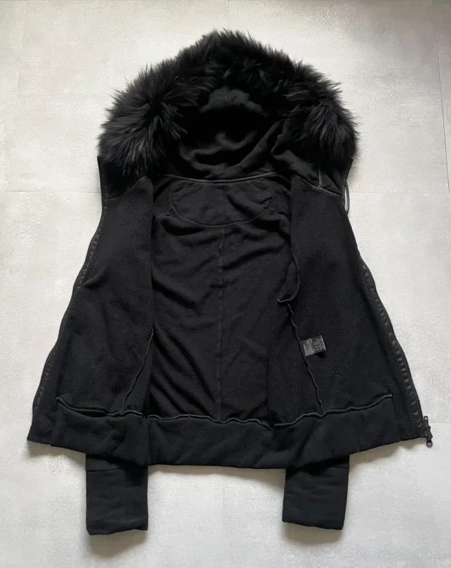 Aiertu  -  Exquisite Trendy Stitching Fur Collar Simple Double-sided Hooded Thickened Coat High Street Hip-hop Y2k Punk Retro Couple Coat Aiertu